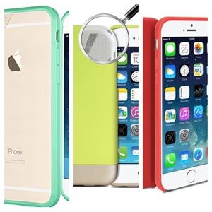 NEW Lot of 3 iPhone 6/6S Red, Green, Teal Cases Leather Clear Transparent